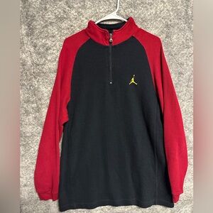Vintage Nike Air Jordan Sweater Mens Extra Large Jumpman Black Red Quarter Zip